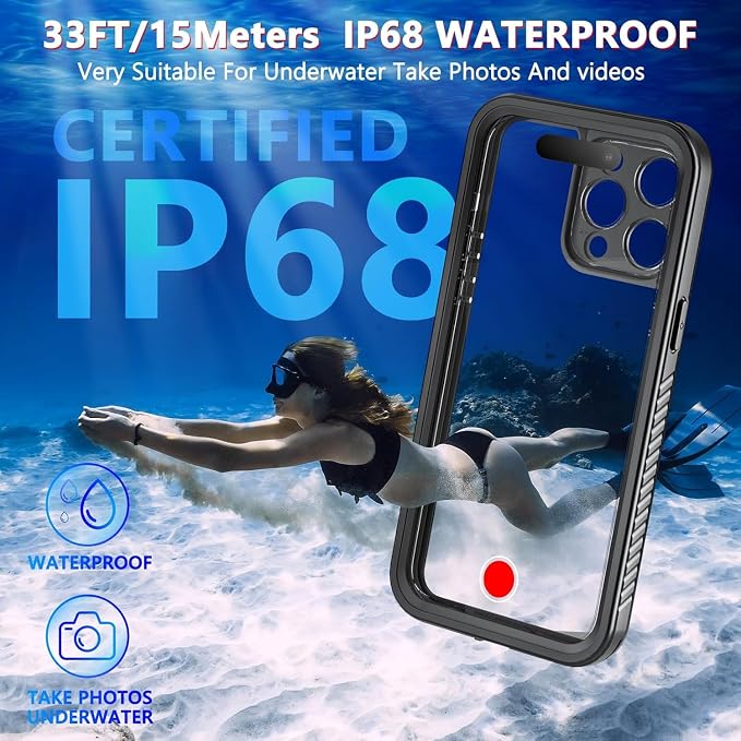 Jancane iPhone 14 Pro Max Waterproof Case, IP68 Underwater, Built-in Screen - Image 6