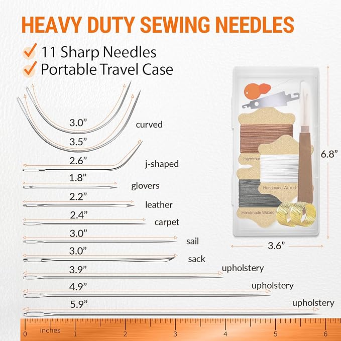 VONEEDL Upholstery Repair Kit: Waxed Sewing Thread & Heavy Duty Needles - Image 4
