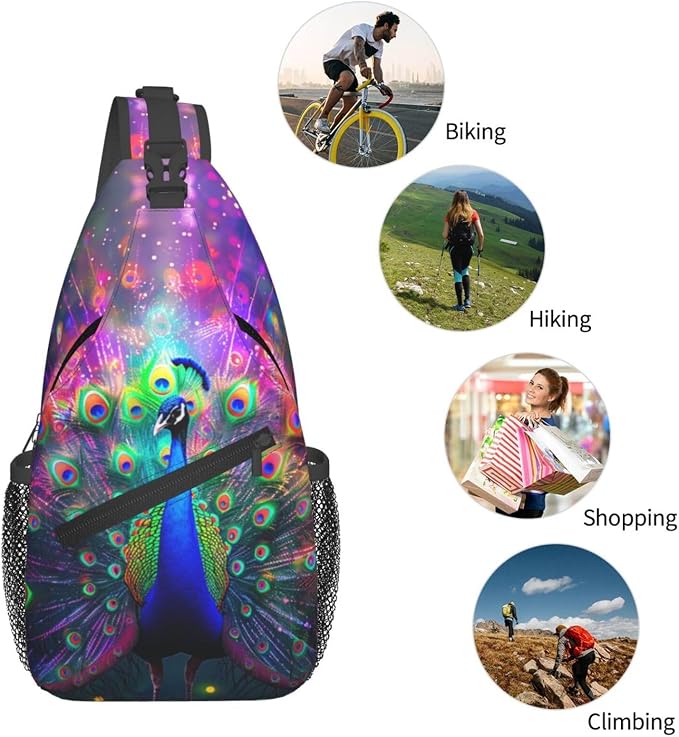 Beautiful Peacock Sling Bag For Women Men Fashion Backpack Crossbody Peacock - Image 6