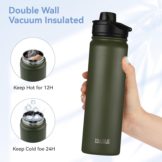 HASLE OUTFITTERS Insulated Water Bottle 22 oz Double Wall Stainless Steel Water - Image 4