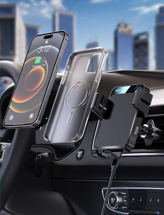 Wireless Car Charger, MOKPR Auto-Clamping Car Mount 15W/10W/7.5W Fast Charging - Image 4