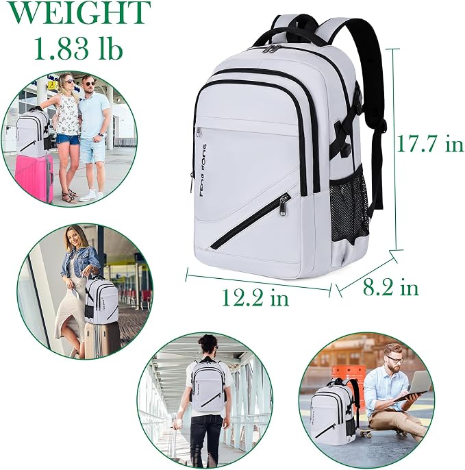 FENGDONG Durable Waterproof Travel Laptop Backpack 17.3 inch, Large College - Image 6