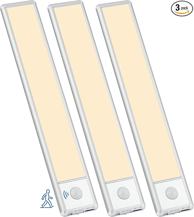 30-LED Motion Sensor Under Cabinet Lighting, 8-inch Magnetic Rechargeable Under by YLXS