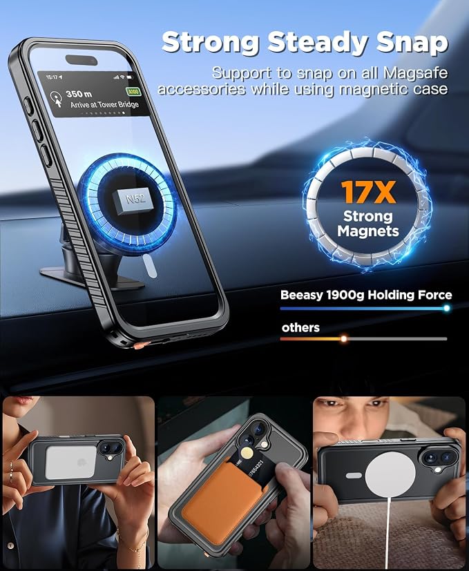 Beeasy for iPhone 12 Pro Max Waterproof Case, 360 Full Body Heavy Duty Phone - Image 5