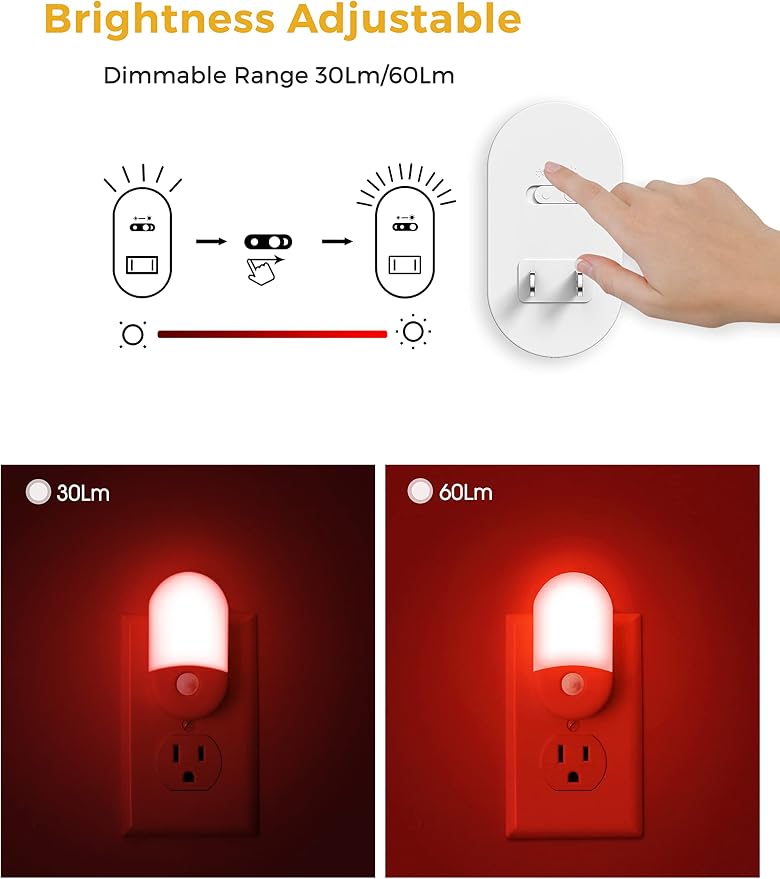 L LOHAS LED Red Night Light Plug in, Motion Sensor Night Light - Image 3