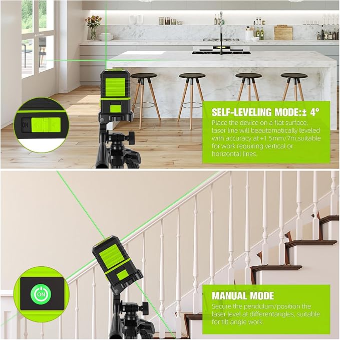 Laser Level with Tripod, 100 feet Green Cross Line Self Rotary Leveling Laser - Image 4