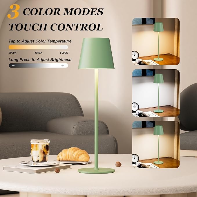 Kakanuo Cordless Table Lamp Rechargeable Green - Image 2