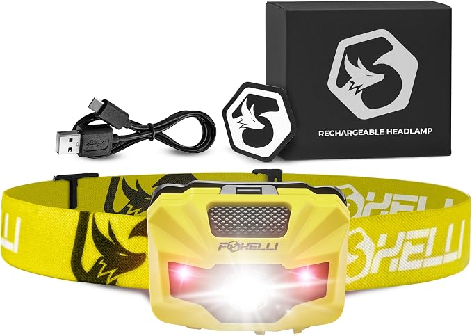 Foxelli USB‑C Rechargeable LED Headlamp – Ultra‑Light 2.4 oz & by FOXELLI