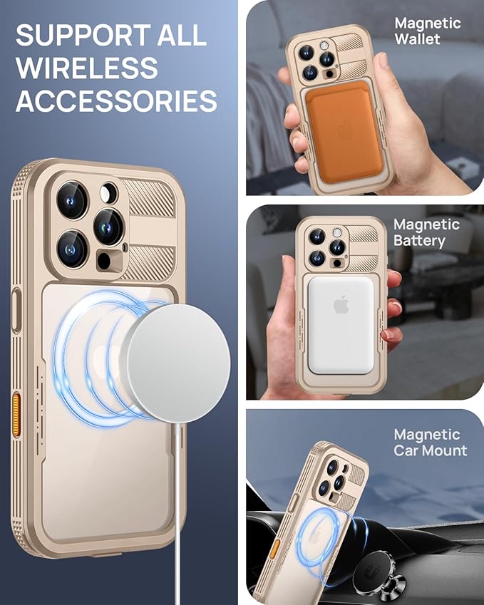 Lanhiem Magnetic for iPhone 16 Pro Max Case, IP68 Waterproof Dustproof Case - Image 4