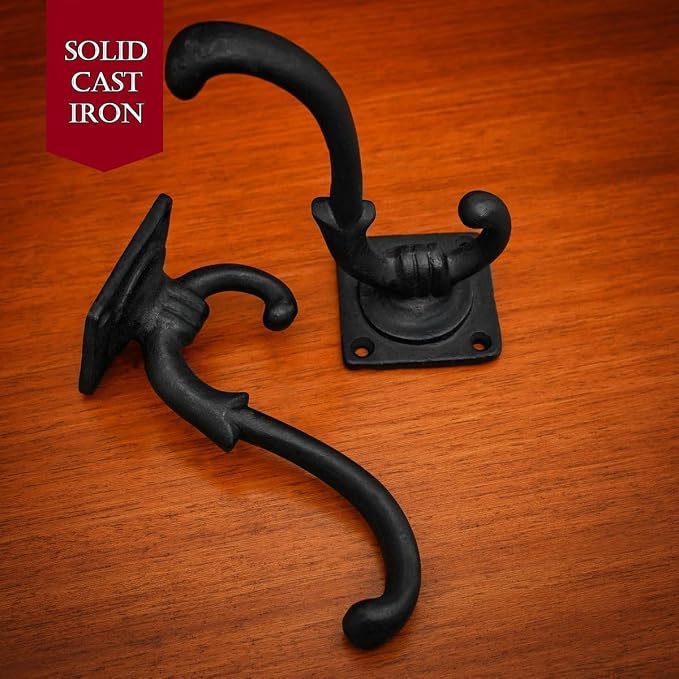 Mystic Colonial Medieval Wall Hooks Hand-Forged Black Coated | Rustic - Image 8
