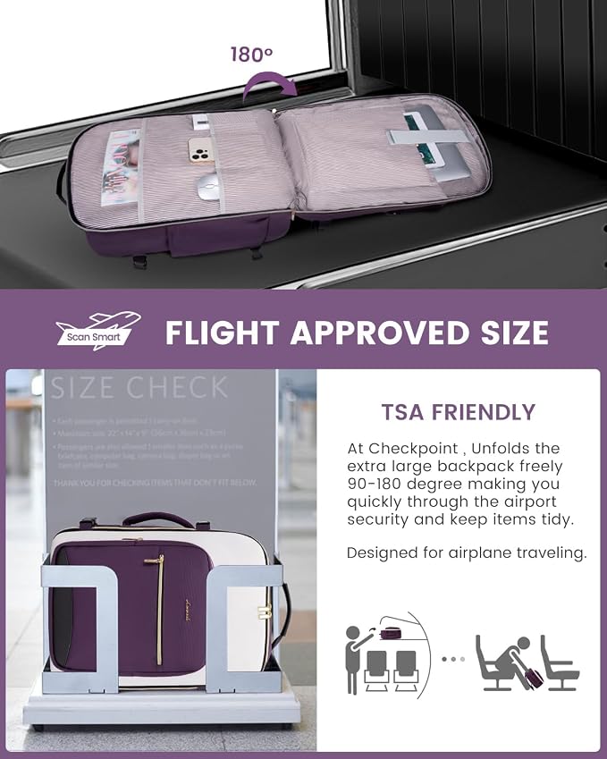 LOVEVOOK 40L Travel Backpack for Women & Men, Airline Approved Carry On Luggage - Image 2