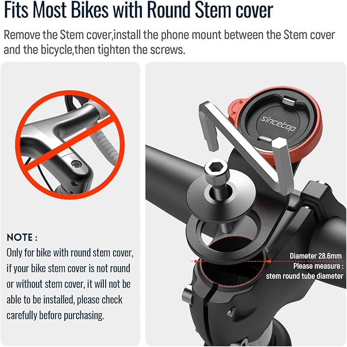 Bike Phone Mount, Mountain Bicycle Stem Cell Phone Holder, Universal Aluminum - Image 2