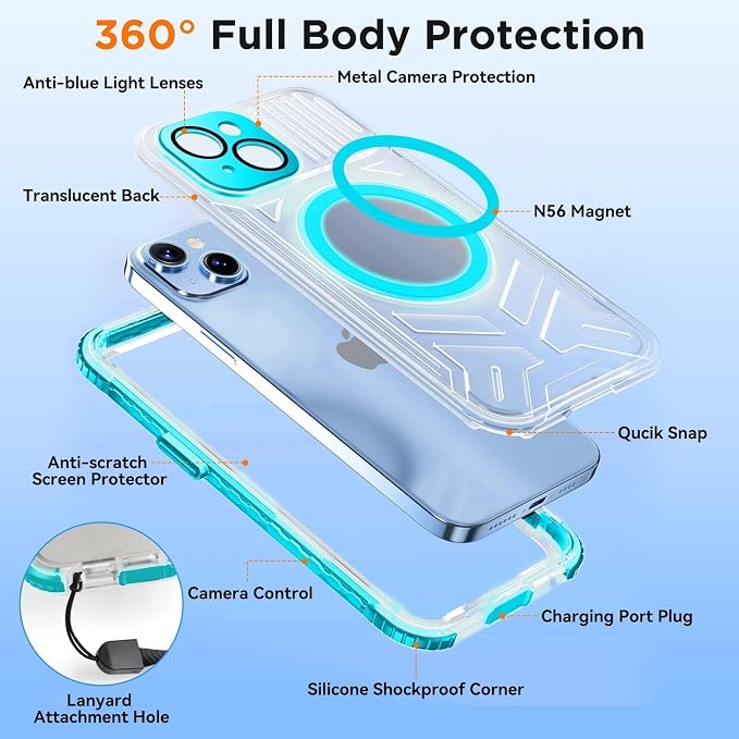 WIFORT for iPhone 15 Waterproof Case, 360 Full Body Sealed Protection Cover - Image 6
