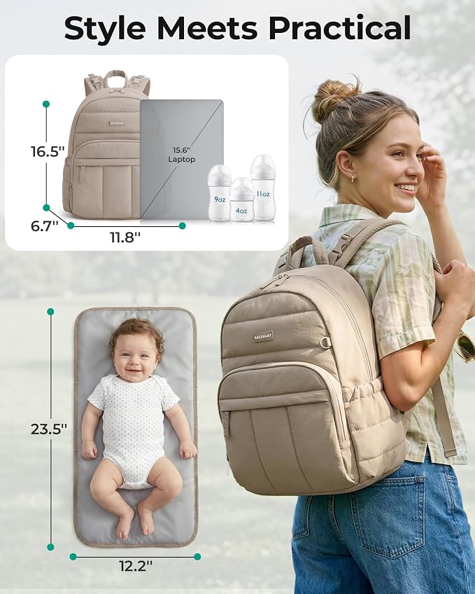 BAGSMART Diaper Bag Backpack, Lightweight Stroller-Friendly Diaper Bag - Image 7