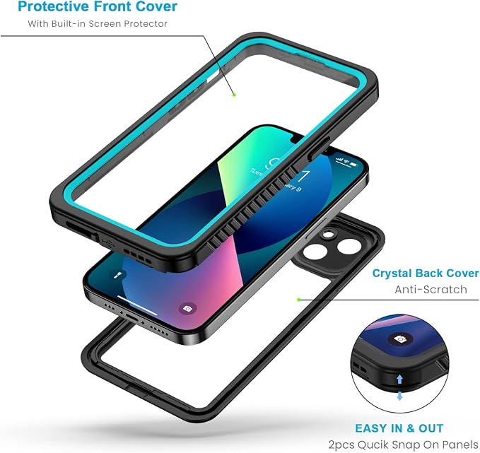 Lanhiem for iPhone 13 Case, IP68 Waterproof Dustproof Shockproof Cases - Image 3