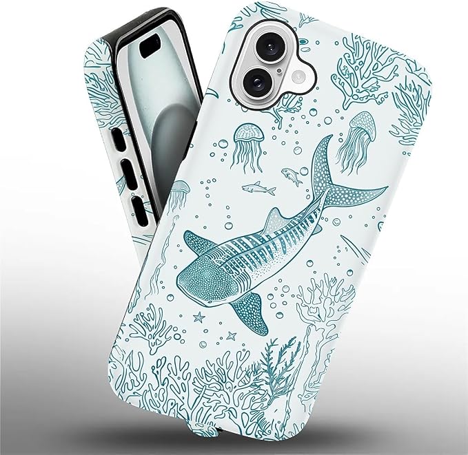 for iPhone 16 Plus Case, HH2 Ocean Whale Shark Hybrid 2 Layer Hard Shell - Image 2