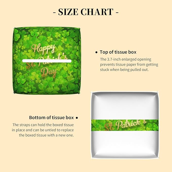 Tissue Box Cover Square, Happy St.Patrick's Day Tissue Box Holder Waterproof - Image 3