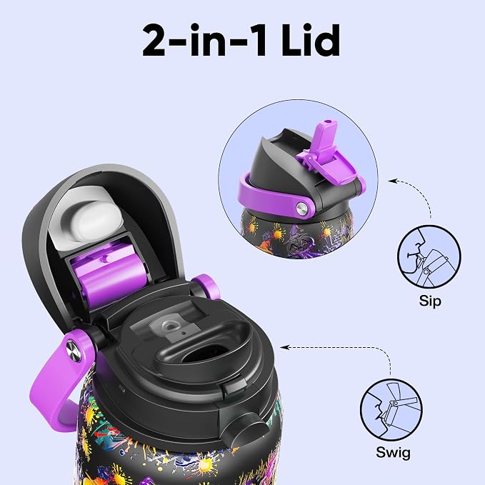Insulated Water Bottle with Straw - Image 2