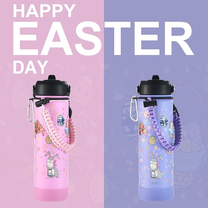 mininoo Water Bottle with Straw Lid, 24 oz Insulated Stainless Steel Double - Image 5