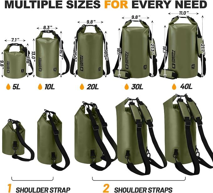 Waterproof Dry Bag, 5L/10L/20L/30L/40L Roll Top Lightweight Storage Backpack - Image 2
