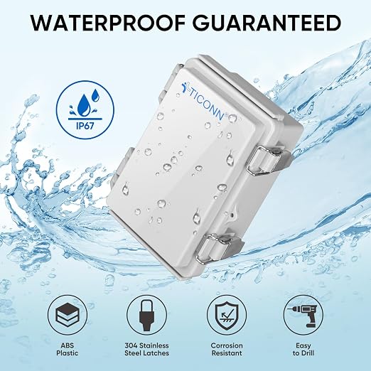 TICONN Outdoor Electrical Box Waterproof, Junction Box IP67 ABS Plastic - Image 2