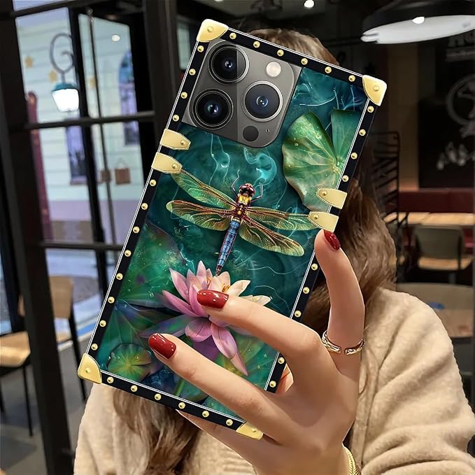 Compatible with iPhone 12 Pro Max Case, Colourful Dragonfly Pink Lily Pads - Image 6