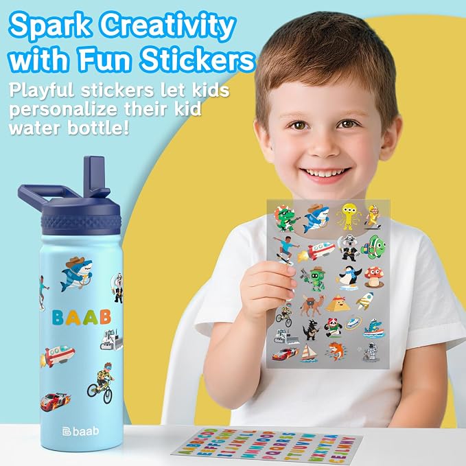 baab 18oz Kids Water Bottle, Insulated Water Bottle - Image 5