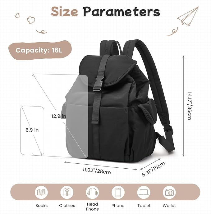 G4Free Small Backpack for Women, Nylon Casual Daypack for Work Travel Campus - Image 5