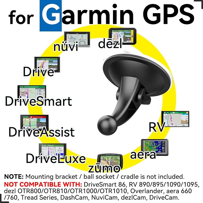 for Garmin GPS Car Mount 2 Pack Replacement Non-Sticky Suction Cup 17mm Ball - Image 4