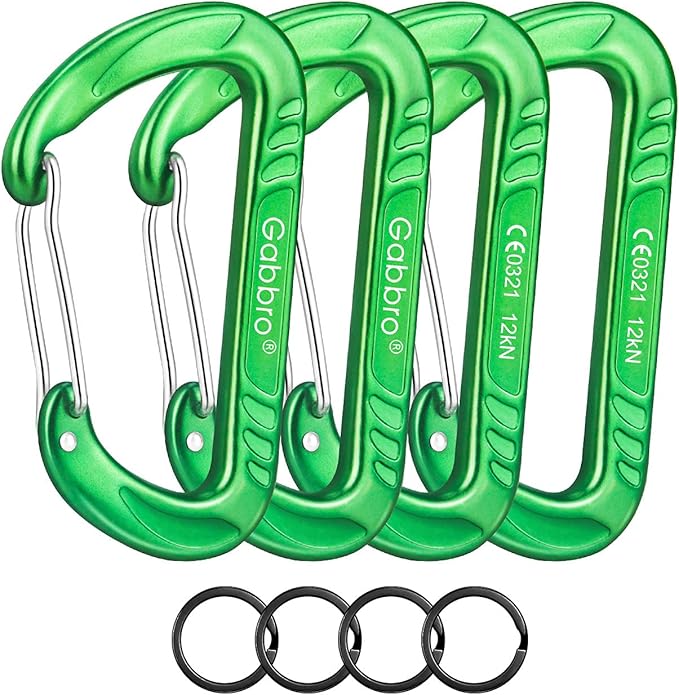 Gabbro Carabiner Clips Heavy Duty 12kN, Wiregate Aluminum Lightweight Caribeener by Gabbro