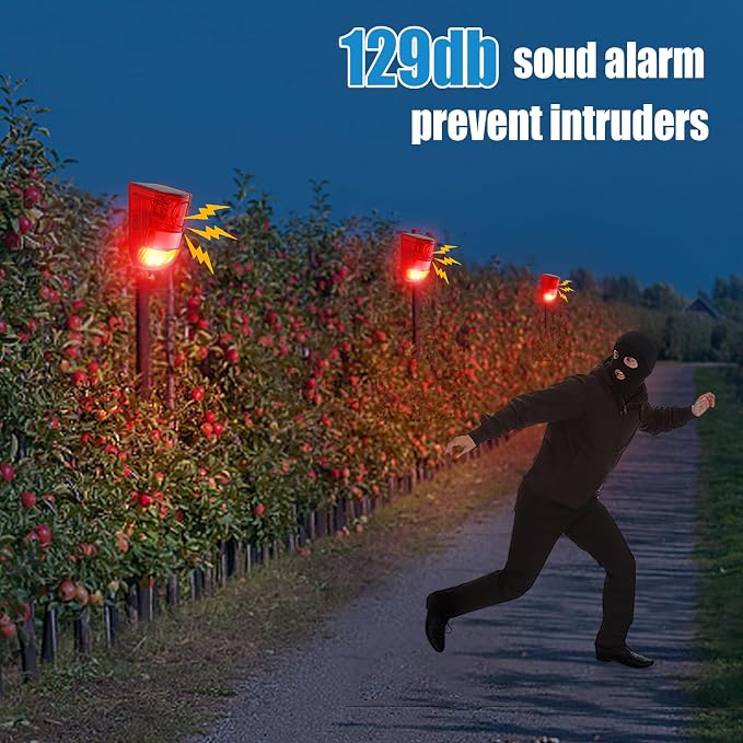 Qualirey Solar Sound and Light Alarm Motion Sensor 129db Outdoor Security Siren - Image 6