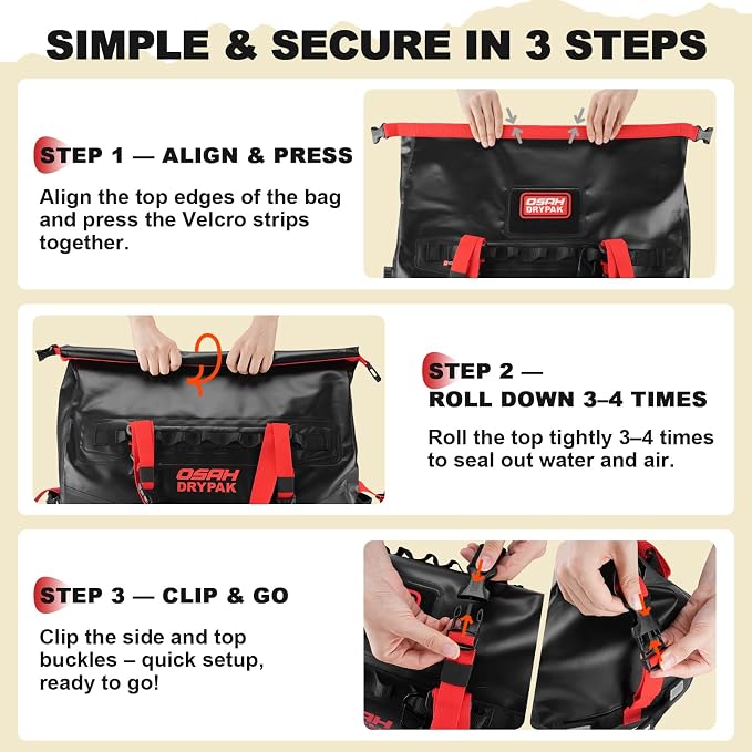 OSAH DRYPAK Waterproof Duffel Bag 25L/40L/60L – Heavy-Duty Motorcycle Tail Bag - Image 6