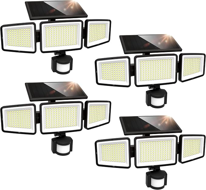 UME Solar Outdoor Lights 302 LED 3000LM, IP65 Waterproof Motion Sensor Outdoor by UME