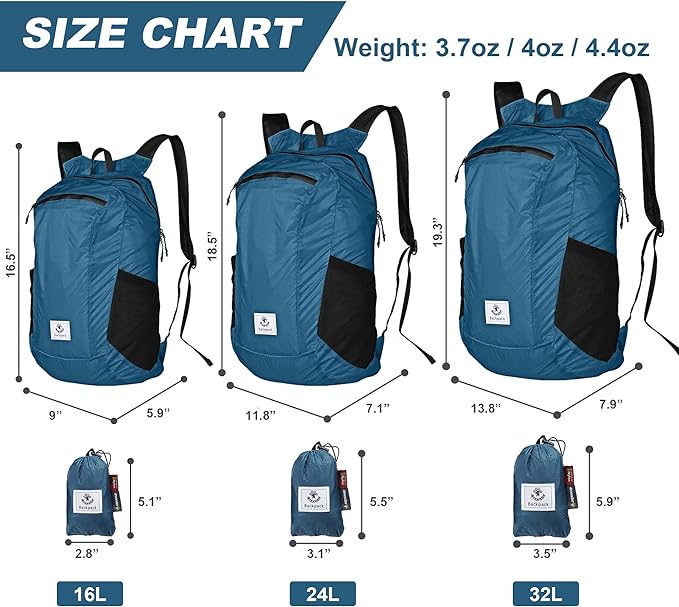 4Monster Hiking Daypack, Water Resistant Lightweight Packable Backpack - Image 3