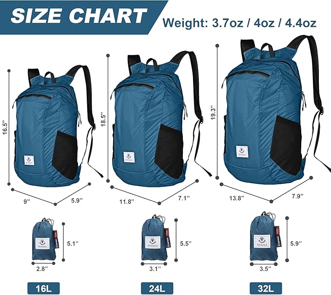 4Monster Hiking Daypack, Water Resistant Lightweight Packable Backpack - Image 2