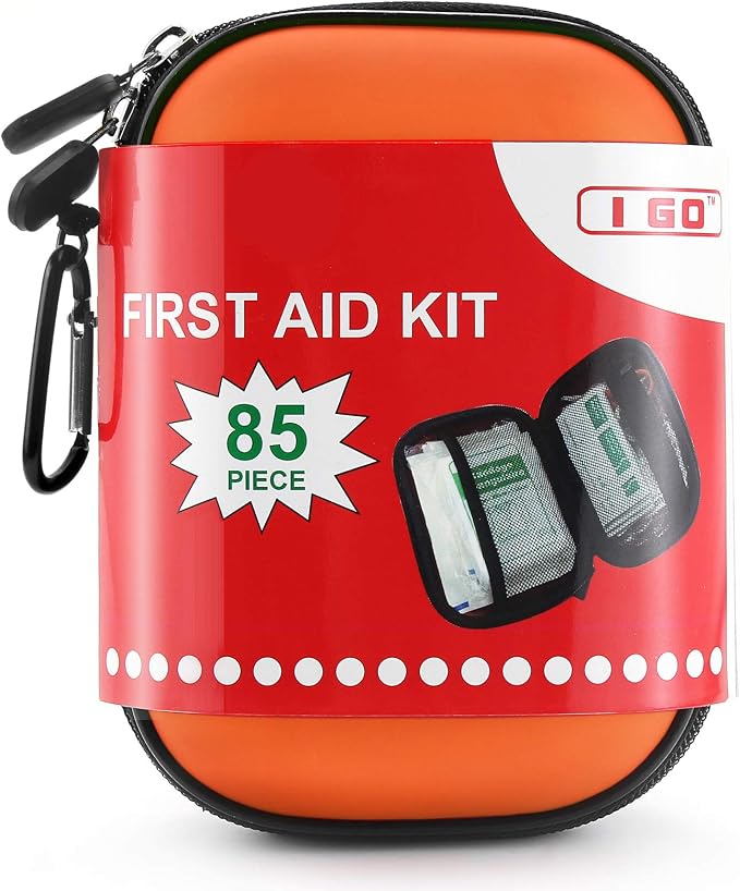 I GO 85 Pieces Hard Shell Mini Compact First Aid Kit, Small Personal Emergency by IGO