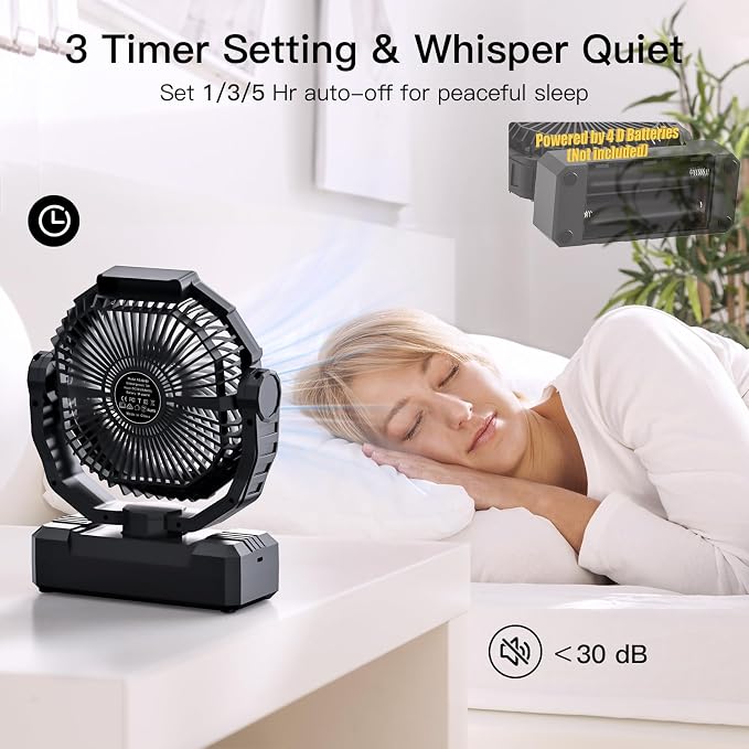 Battery Operated Fan, 2 in 1 D-Cell Battery & USB Powered Fans, Portable - Image 6