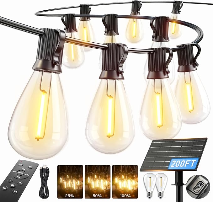 200FT Solar String Lights Outdoor Waterproof, 72+2 LED Solar Powered Lights by Unknown