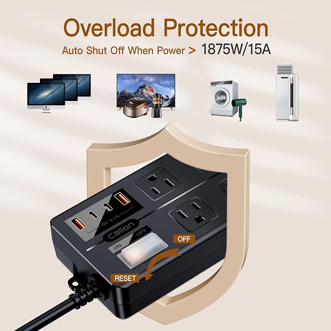 6FT Outdoor Waterproof Power Strip Surge Protector - Image 5