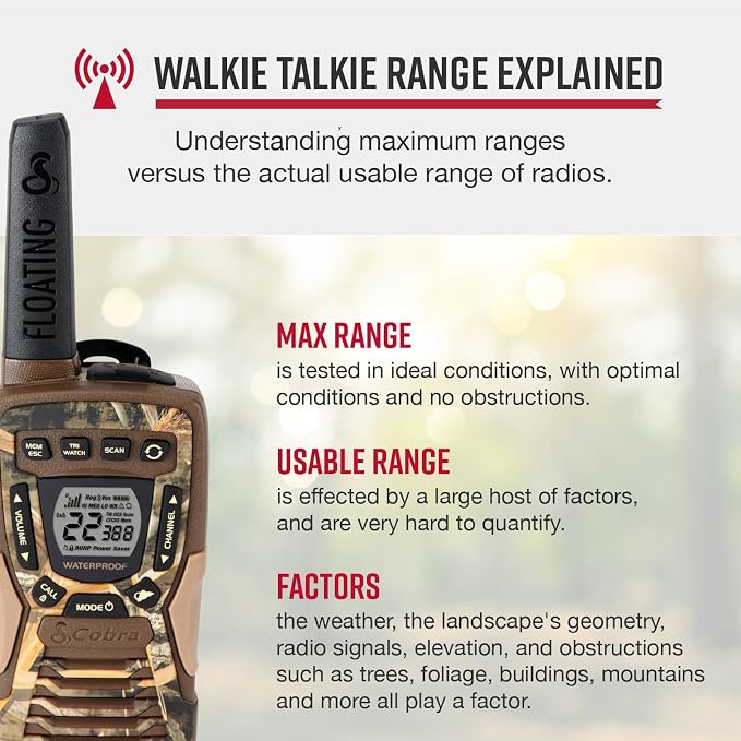 Cobra ACXT1035R FLT CAMO Floating and Waterproof Walkie Talkies - Image 2