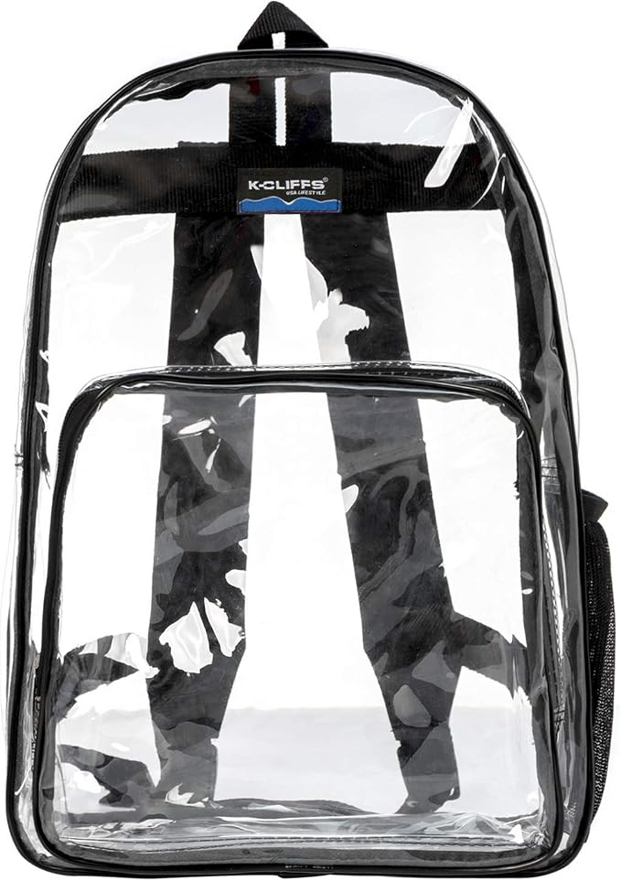 K-Cliffs Large Transparent Backpack Clear Heavy Duty School Bag Durable Student - Image 2