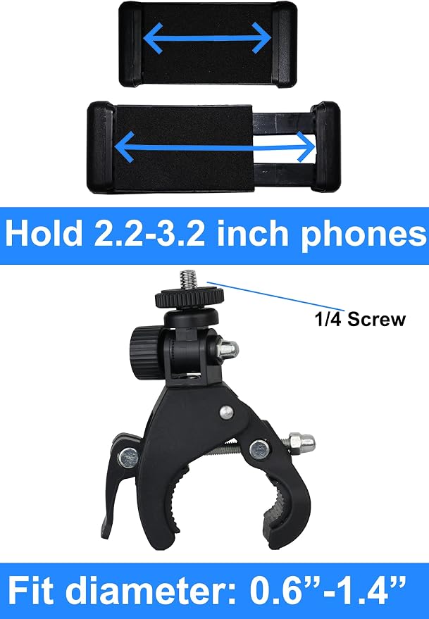 Phone Holder with Clamp for Stroller, Golf Cart, Cell Phone Mount Holder for - Image 3