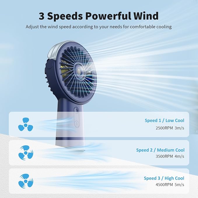 Otlonpe Handheld Misting Fan Portable, Small Personal Hand Held Rechargeable - Image 7