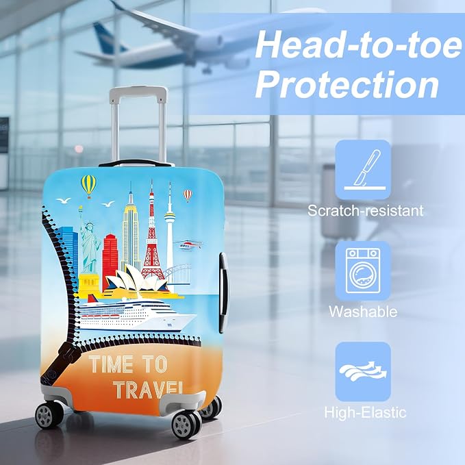ANNA QUEEN Worldwide Travel Airplane Luggage Cover, Stretchable Suitcase - Image 3
