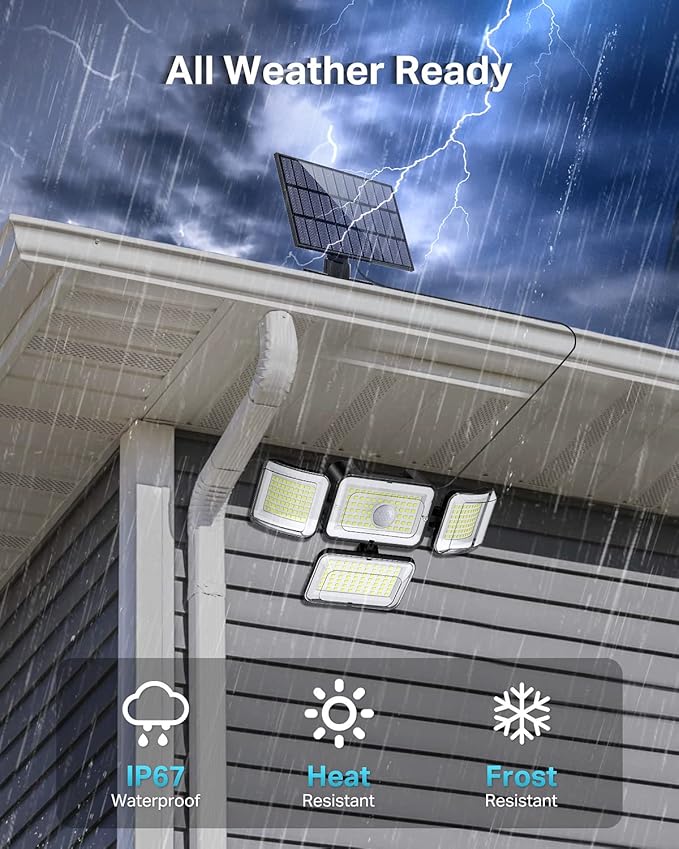 CLAONER Solar Outdoor Lights Motion Sensor 3500LM 288 LED Solar Security Lights - Image 7