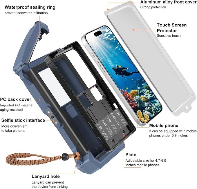 Underwater Phone Case for Snorkeling & Diving, IP68 Waterproof Case for Swimming - Image 5