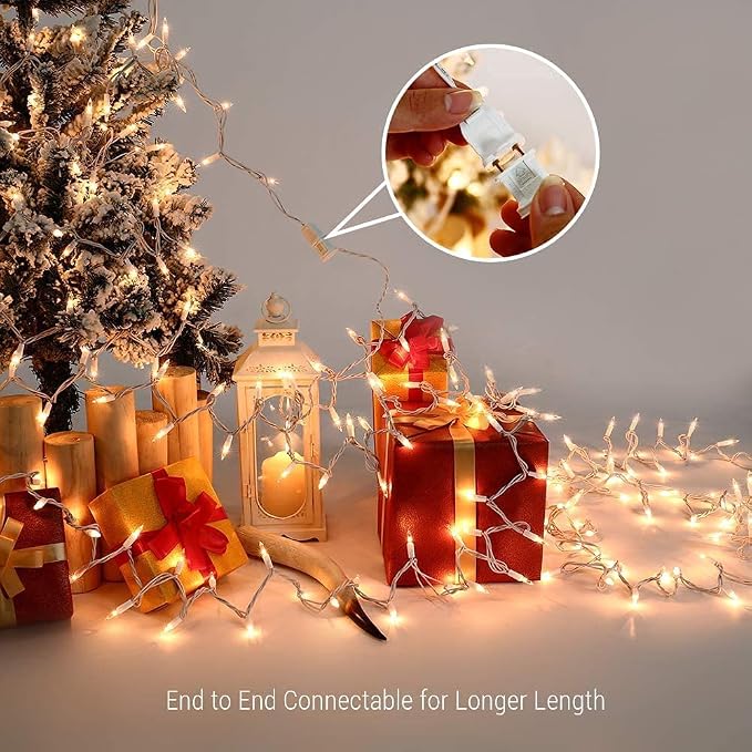 2 Pack 50 Count Christmas String Lights Clear Warm White Mini Lights Plug - Image 8