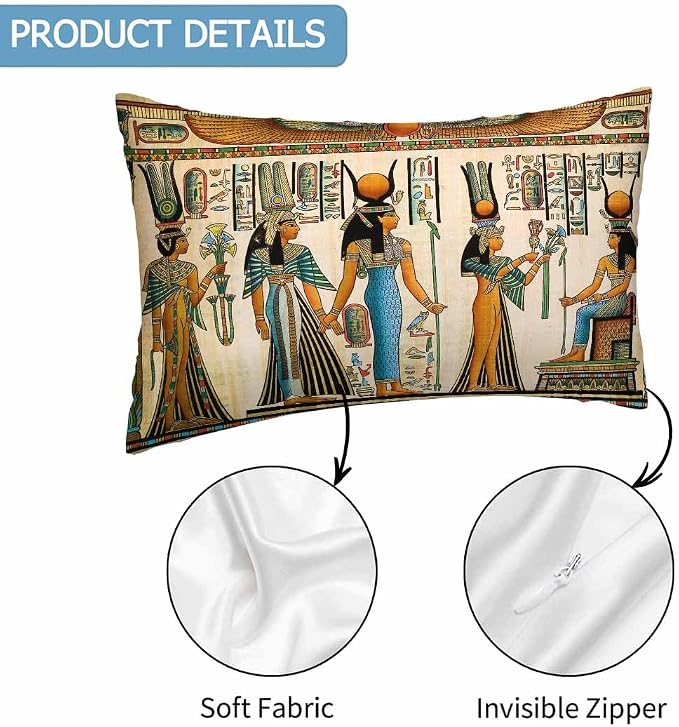 Old Egyptian Empire Couch Pillow Covers 12 X 20 0 Set of 2 Pillowcases - Image 3
