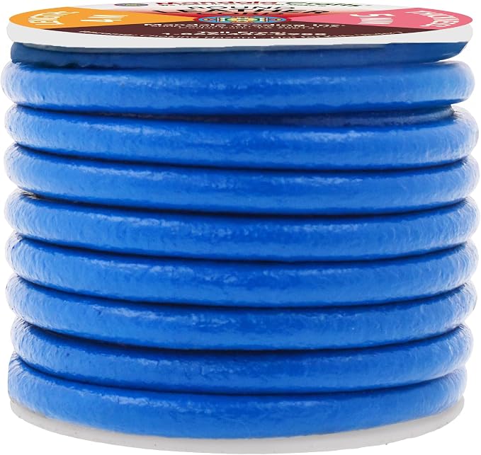 Mandala Crafts Round Genuine Blue Leather Cord - Image 2