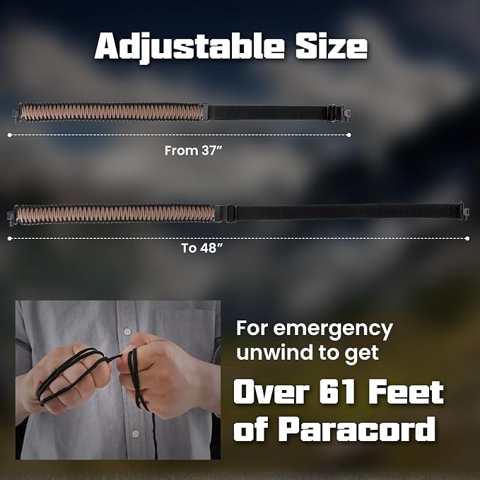 Double Braide 550LB Shotgun Sling 2 Point Paracord Rifle Sling, Non-Slip - Image 3
